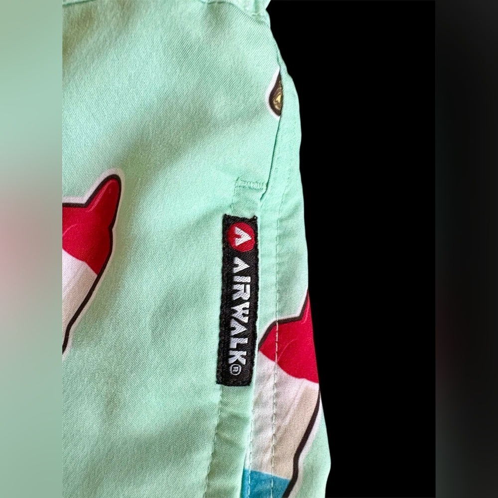Airwalk Mint Green Hybrid Swim Shorts with Bomb Pop Print - Picture 3 of 5